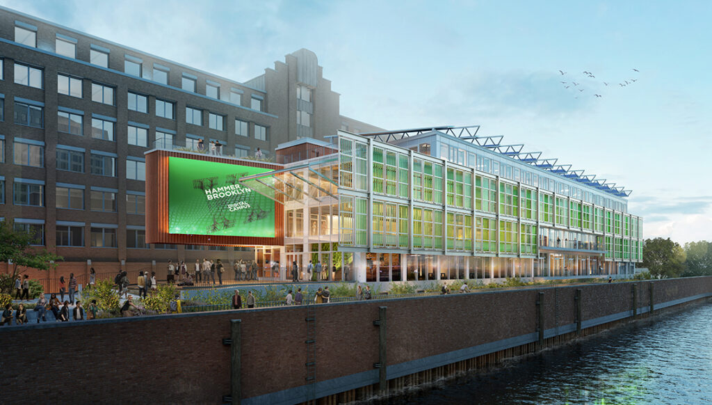 Oberhafen-Nachbar Hammerbrooklyn-Digital- Campus: Auf fünf Geschossen sollen dort kluge Köpfe aus der gesamten Welt zusammenfinden, um interdisziplinär zu experimentieren und Innovationen umzusetzen. © Visualisierung: Hammerbrooklyn.DigitalCampus
