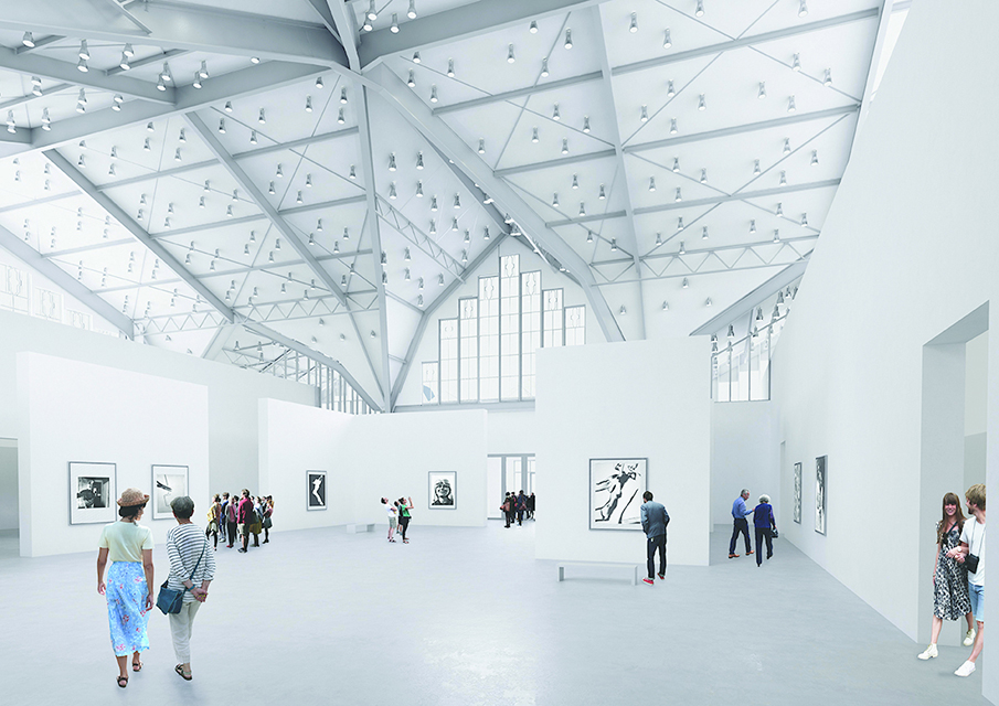 Ansicht der großen Ausstellungshalle im sanierten Haus der Photographie. © Krekeler Architekten Generalplaner GmbH
