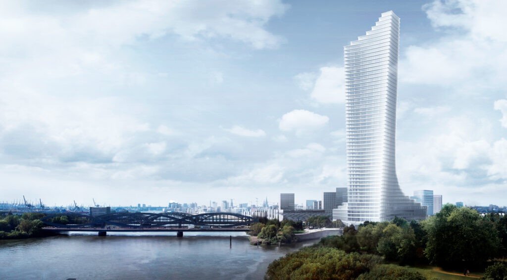 Torben Vogelsang, Standortleiter der Elbtower Bauherrin Signa Real Estate Management GmbH, setzt auf Open Spaces bei den Hochhaus-Büroflächen: „1.000 Quadratmeter Mietfläche kann man teilen oder dritteln. Sie lässt sich in Coworking Spaces umwandeln.“ © SIGNA | Chipperfield